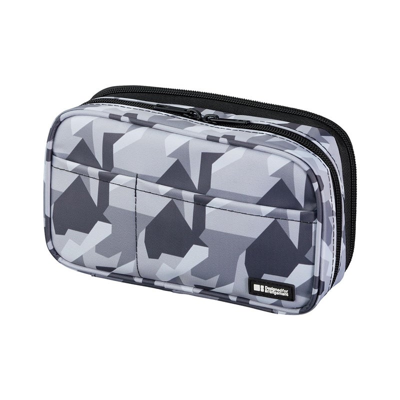 LIHIT LAB Large Capacity Double Zipper Pencil Case For School Office College, Big Capacity 6 Compartments Pencil Bag Holder Adults Teen Boys Girls, Travel Cosmetics Storage, Ice Gray Camo (A7555-135) - Image 1